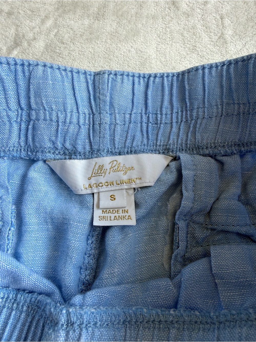 Lilly Pulitzer Light Blue Linen Elastic-Waist Shorts - Picture 5 of 10